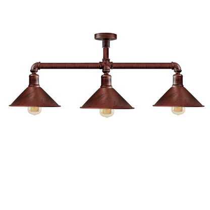 3-Light Industrial Pipe Ceiling Light – Shades or Cages, E27 - photo 17