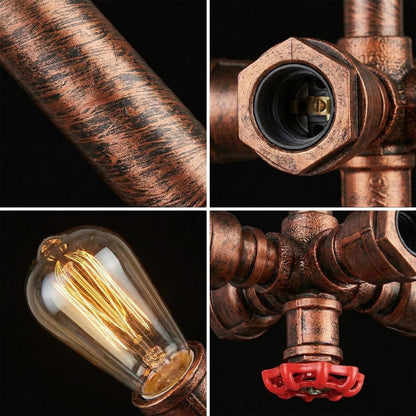 Industrial Pipe Ceiling Light – 4 Lights, Red Valve, 2 Finishes - photo 5