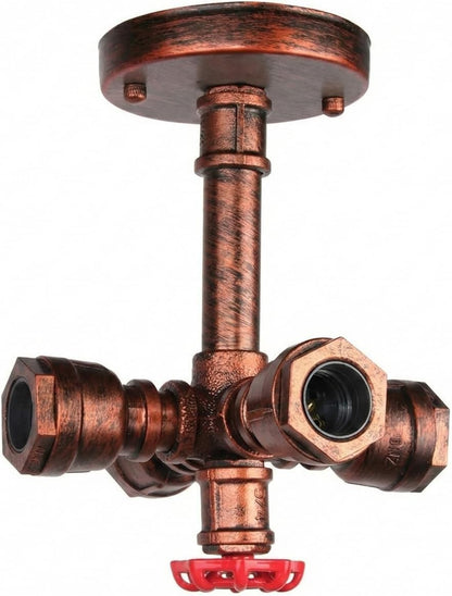 Industrial Pipe Ceiling Light – 4 Lights, Red Valve, 2 Finishes - photo 9