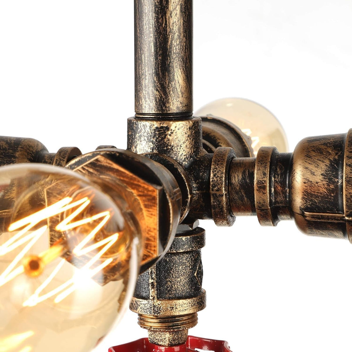 Industrial Pipe Ceiling Light – 4 Lights, Red Valve, 2 Finishes - photo 4
