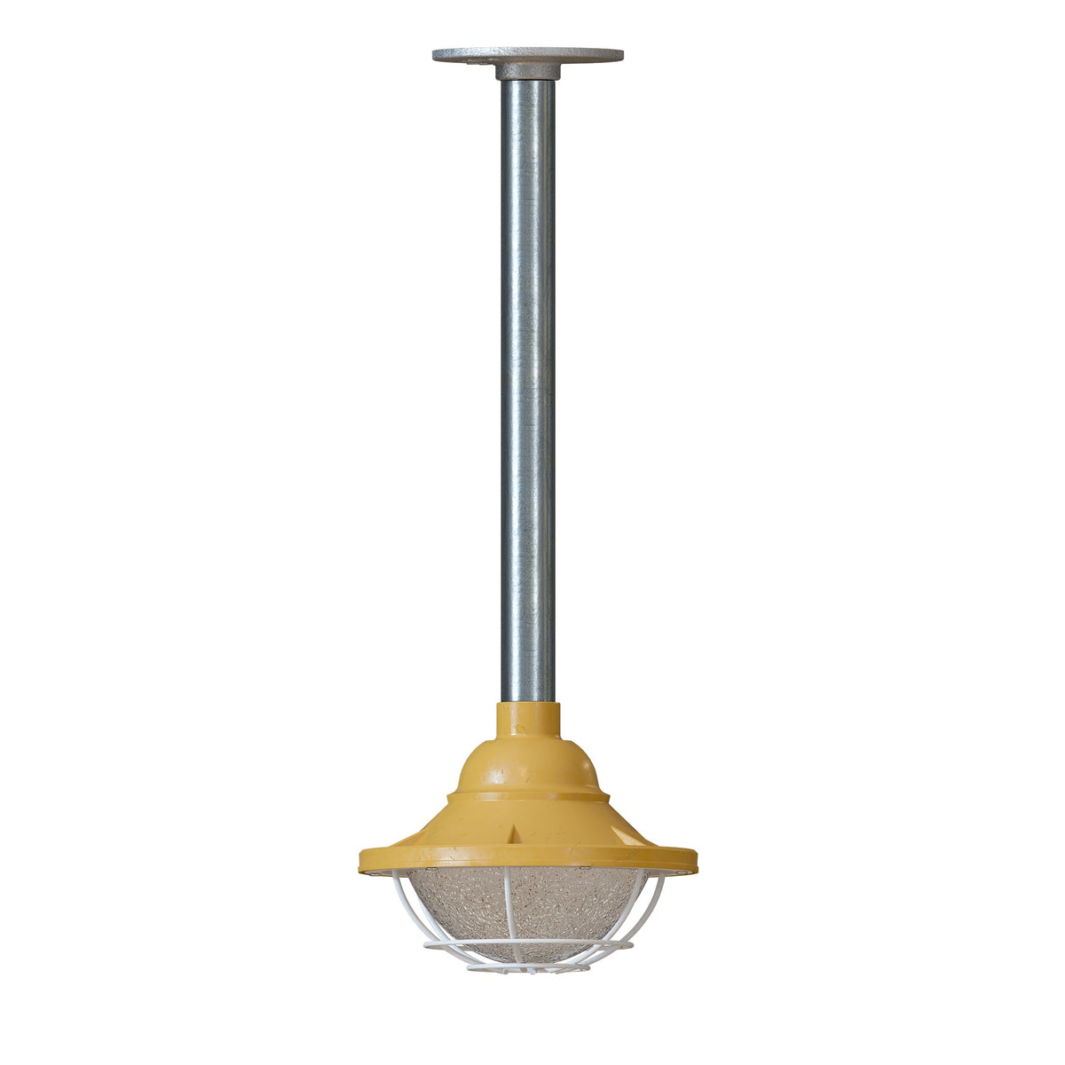 Conduit Pipe Pendant Light with Lantern Cage – Galvanised, E27 - Standard, Lantern Cage 17 cm Yellow, 30 cm Pipe, Without Bulb