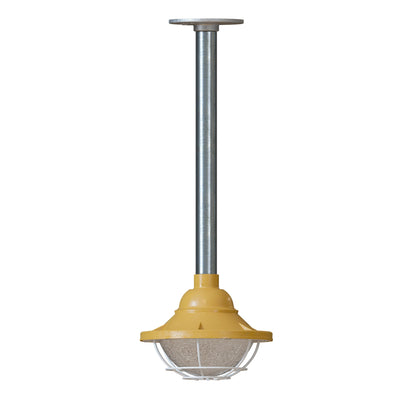 Conduit Pipe Pendant Light with Lantern Cage – Galvanised, E27 - Standard, Lantern Cage 17 cm Yellow, 30 cm Pipe, Without Bulb