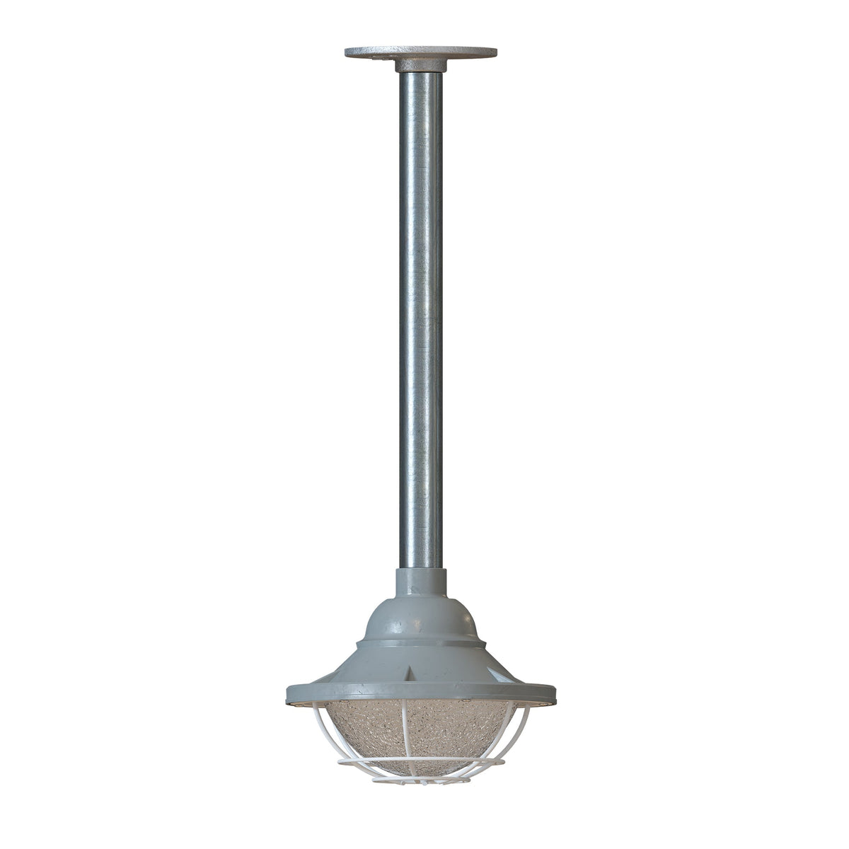 Conduit Pipe Pendant Light with Lantern Cage – Galvanised, E27 - Standard, Lantern Cage 17 cm Grey, 30 cm Pipe, Without Bulb