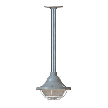 Conduit Pipe Pendant Light with Lantern Cage – Galvanised, E27 - Standard, Lantern Cage 17 cm Grey, 30 cm Pipe, Without Bulb