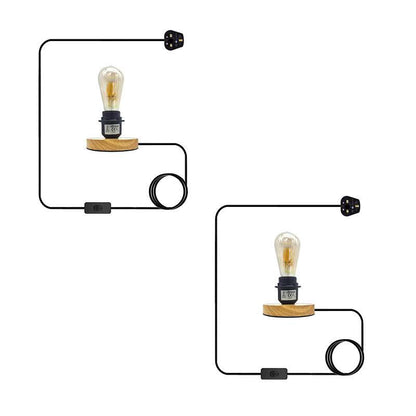 Industrial Plug-In Table Lamp Black E27 - Pack of 2, ST64 Bulb