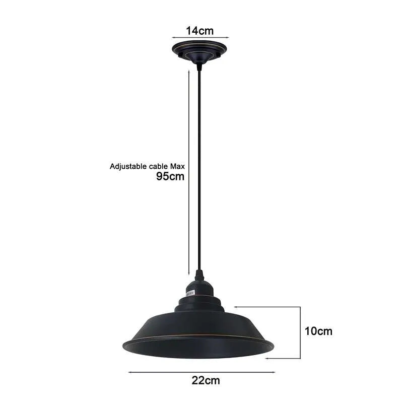 Industrial Pendant Light – Black & Gold Line Shade, 22 cm, E27 - photo 2