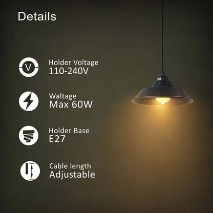 Industrial Pendant Light – Black & Gold Line Shade, 22 cm, E27 - photo 4