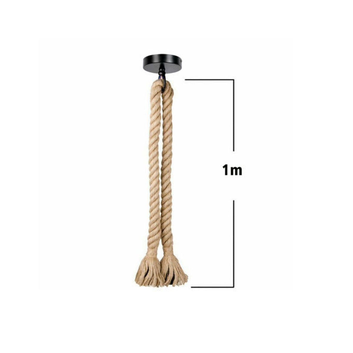 Hemp Rope Pendant Light – 1 m Knotted Rope, Black Rose, E27 - photo 3