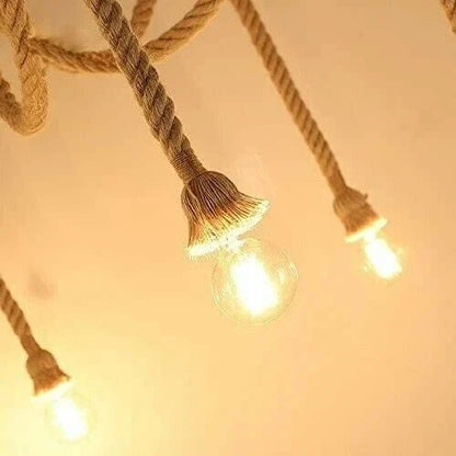 5-Light Hemp Rope Spider Pendant – Ceiling Hooks, E27 - photo 5