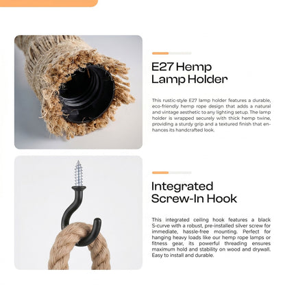 5-Light Hemp Rope Spider Pendant – Ceiling Hooks, E27 - photo 7
