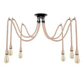 5-Light Hemp Rope Spider Pendant – Ceiling Hooks, E27