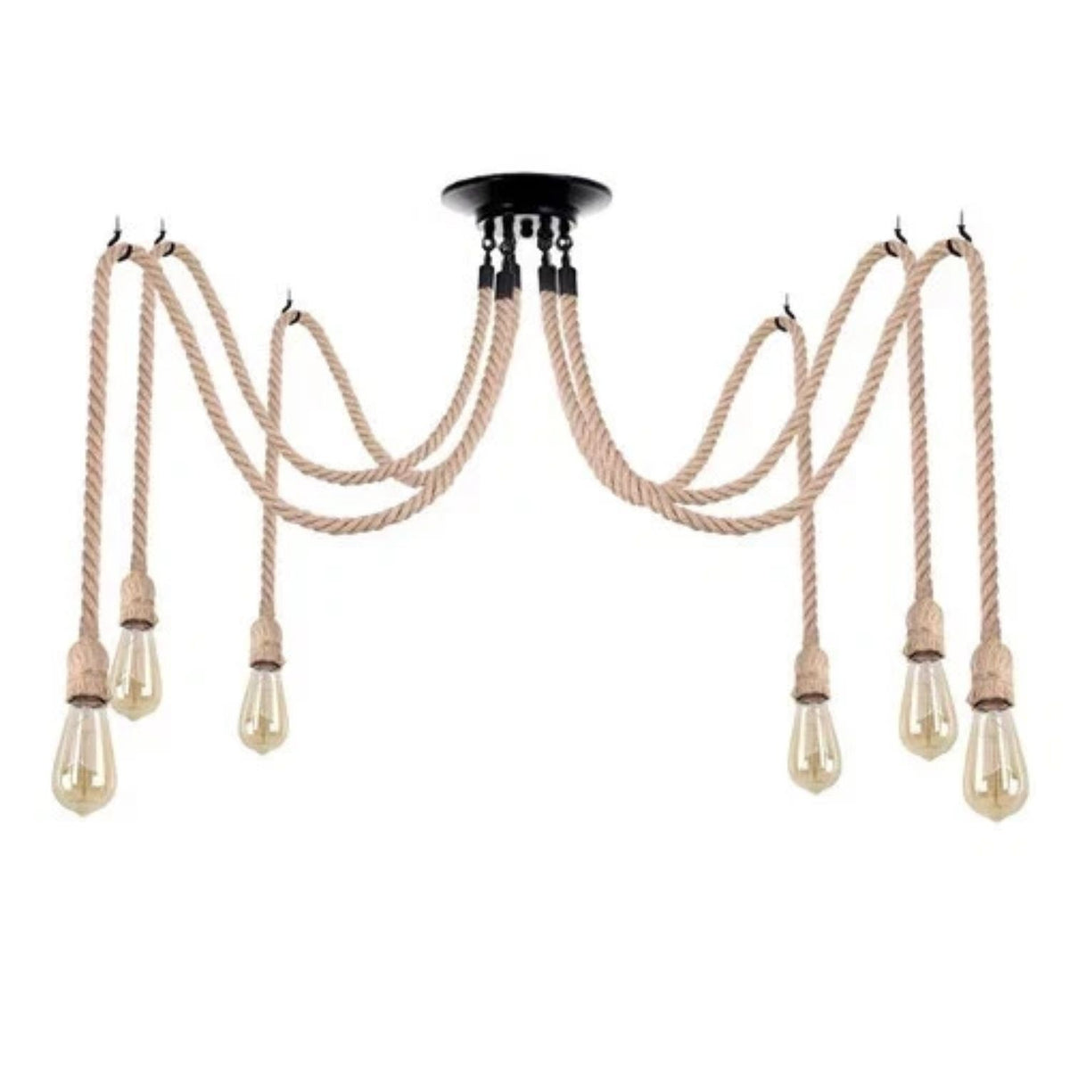 5-Light Hemp Rope Spider Pendant – Ceiling Hooks, E27
