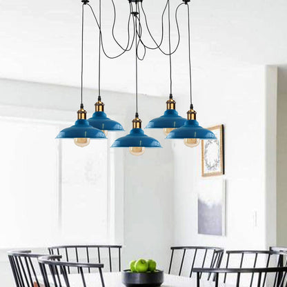 5-Light Spider Pendant – Metal Shades or Cages, Many Colours, E27 - photo 5
