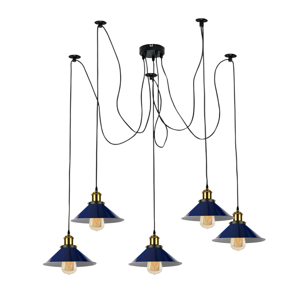 5-Light Spider Pendant – Metal Shades or Cages, Many Colours, E27 - photo 14