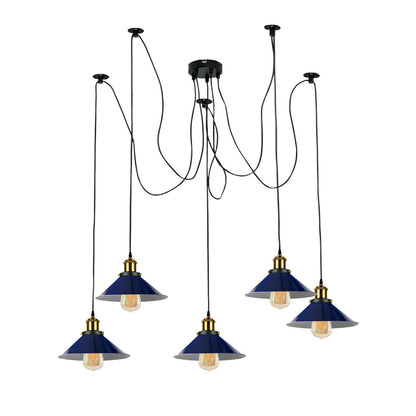 5-Light Spider Pendant – Metal Shades or Cages, Many Colours, E27 - photo 14