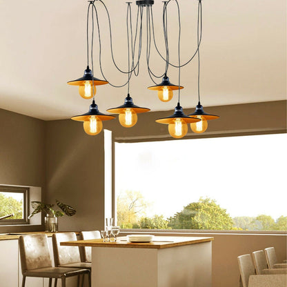 6-Light Spider Pendant – Black & Gold Shades or Cages, E27 - photo 3
