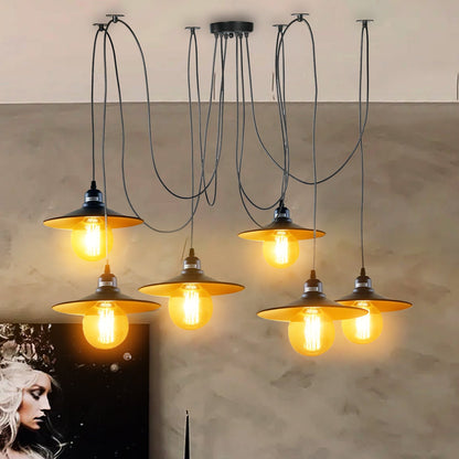 6-Light Spider Pendant – Black & Gold Shades or Cages, E27