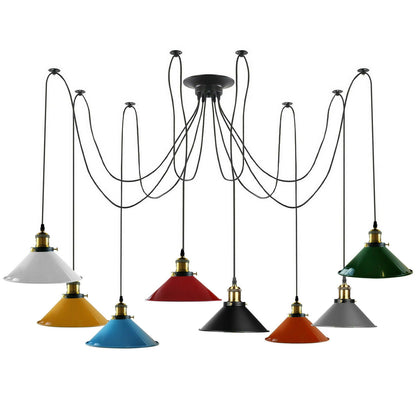 8-Light Spider Pendant – Multi-Colour 22 cm Cone Shades, E27 - photo 10