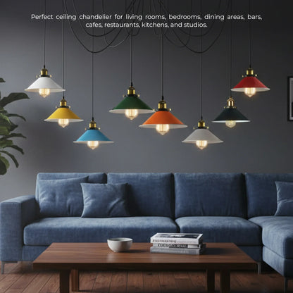 8-Light Spider Pendant – Multi-Colour 22 cm Cone Shades, E27 - photo 7