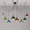 8-Light Spider Pendant – Multi-Colour 22 cm Cone Shades, E27