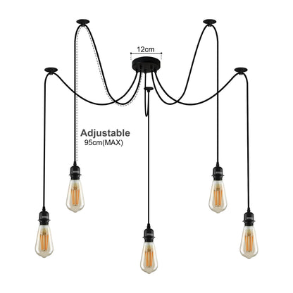 5 Light Spider Pendant – Black, 12 cm Rose, E27, Adjustable - photo 4