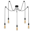 5 Light Spider Pendant – Black, 12 cm Rose, E27, Adjustable - Black, No Shade, ST64 Bulb