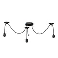 3-Light Spider Pendant – Black, Bare E27 Holders, Fabric Cable - Black, No Shade, Without Bulb