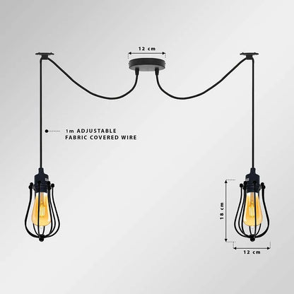 2-Light Spider Pendant – Black Cages or White Domes, E27 - photo 2