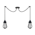 2-Light Spider Pendant – Black Cages or White Domes, E27 - Without Bulb, Black