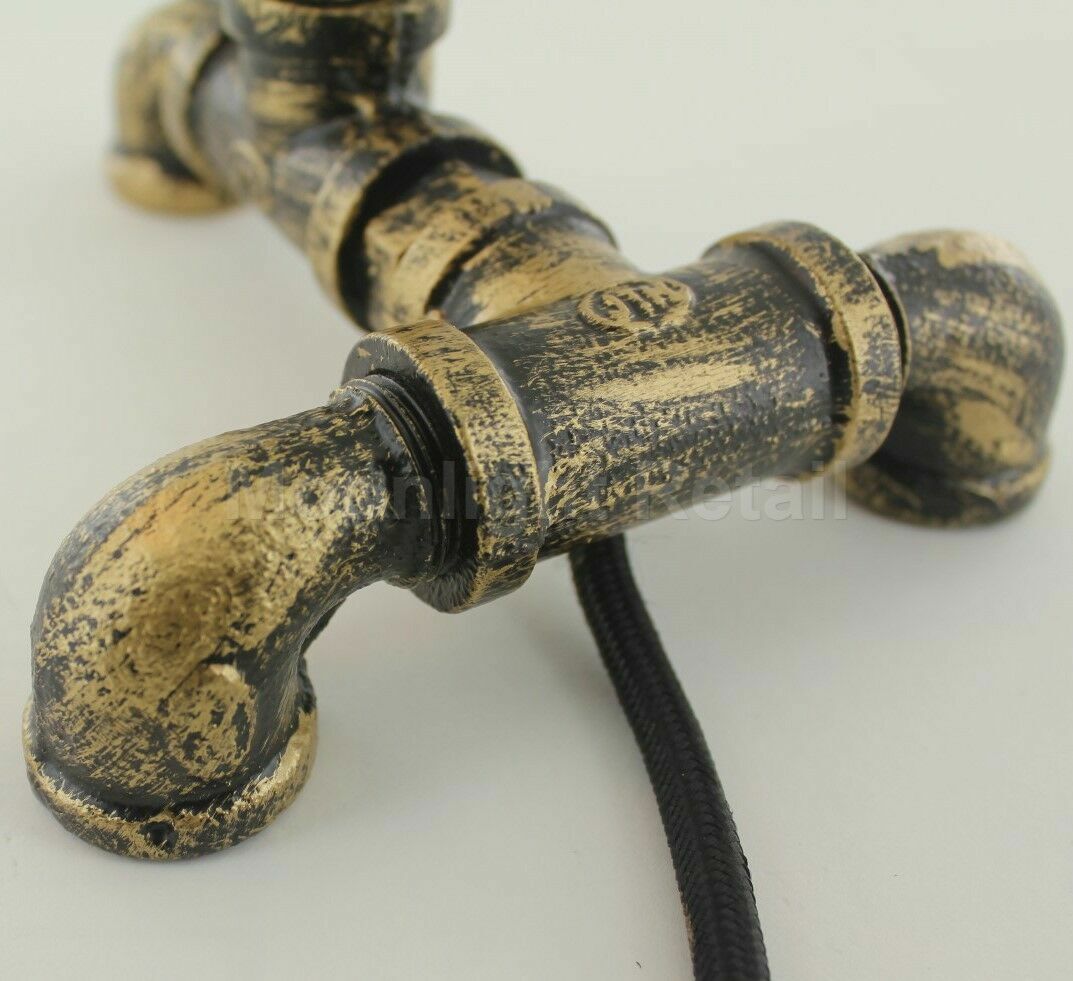 Industrial Steampunk Water Pipe Table Lamp E27 – Copper, Silver or Red - photo 9