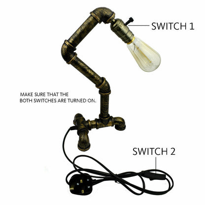 Industrial Steampunk Water Pipe Table Lamp E27 – Copper, Silver or Red - photo 10