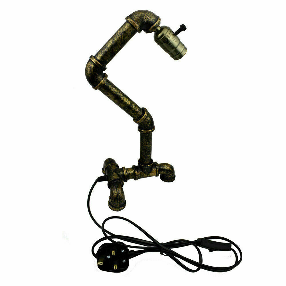 Industrial Steampunk Water Pipe Table Lamp E27 – Copper, Silver or Red - photo 8