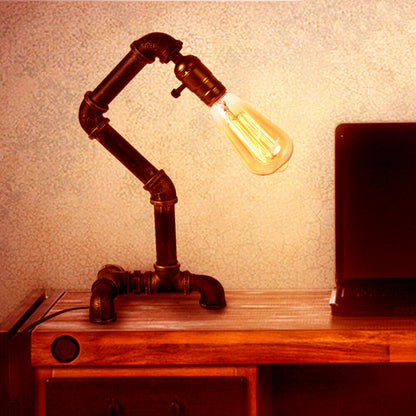 Industrial Steampunk Water Pipe Table Lamp E27 – Copper, Silver or Red