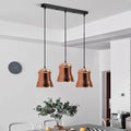 3-Light Pendant – Bell Shades or Black Cages, Round Plate or Bar, E27