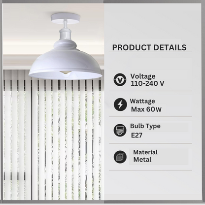Curvy Dome Semi-Flush Ceiling Light – 15 Colours or Glass, E27 - photo 5