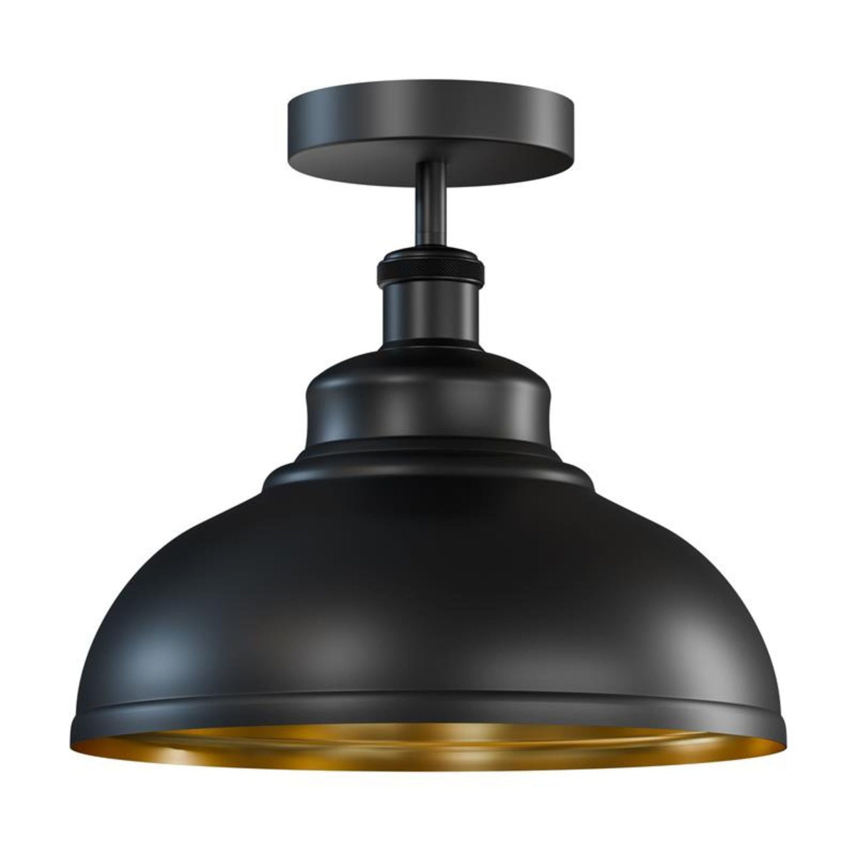 Curvy Dome Semi-Flush Ceiling Light – 15 Colours or Glass, E27 - Black, Curvy 29 cm Black & Gold, Black Rose, ST64 LED Bulb 4W