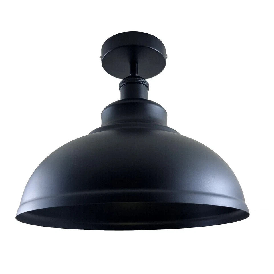 Curvy Dome Semi-Flush Ceiling Light – 15 Colours or Glass, E27 - Black, Curvy 29 cm Black, Without Bulb