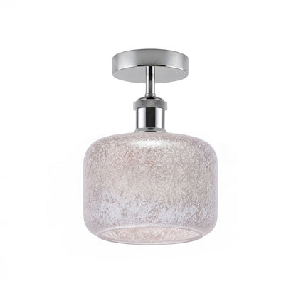 Curvy Dome Semi-Flush Ceiling Light – 15 Colours or Glass, E27 - Chrome, Speckled Glass Cylinder, Without Bulb