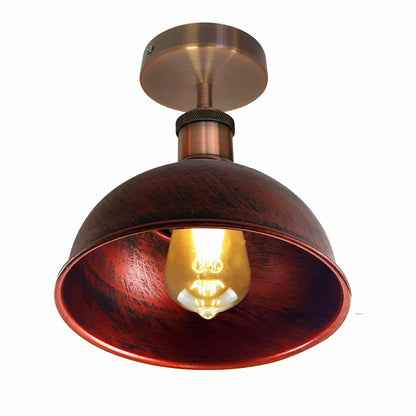 Curvy Dome Semi-Flush Ceiling Light – 15 Colours or Glass, E27 - Copper, Curvy 21 cm Rustic Red, Without Bulb