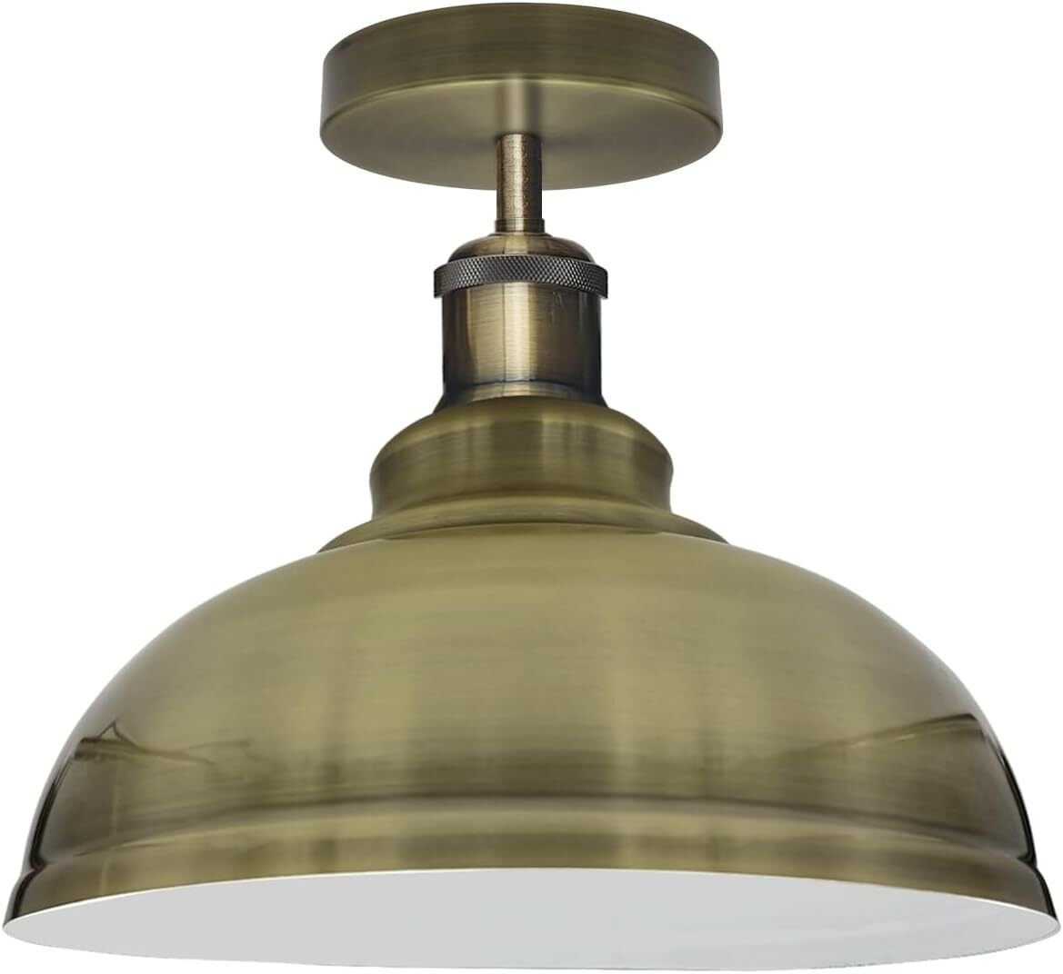 Curvy Dome Semi-Flush Ceiling Light – 15 Colours or Glass, E27 - Green Brass, Curvy 29 cm Green Brass, Without Bulb