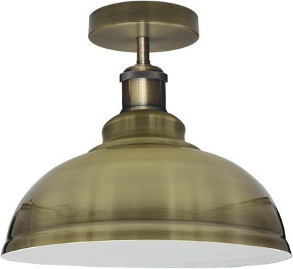 Curvy Dome Semi-Flush Ceiling Light – 15 Colours or Glass, E27 - Green Brass, Curvy 29 cm Green Brass, Without Bulb