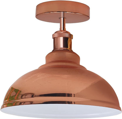 Curvy Dome Semi-Flush Ceiling Light – 15 Colours or Glass, E27 - Rose Gold, Curvy 29 cm Rose Gold, Without Bulb
