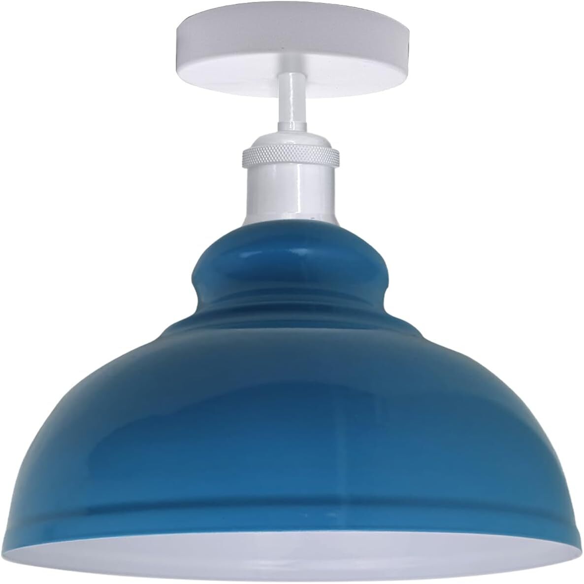 Curvy Dome Semi-Flush Ceiling Light – 15 Colours or Glass, E27 - White, Curvy 29 cm Blue, Without Bulb