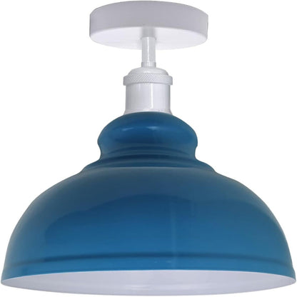 Curvy Dome Semi-Flush Ceiling Light – 15 Colours or Glass, E27 - White, Curvy 29 cm Blue, Without Bulb