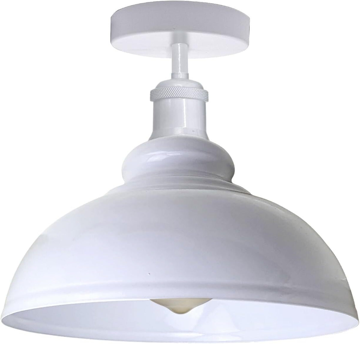 Curvy Dome Semi-Flush Ceiling Light – 15 Colours or Glass, E27 - White, Curvy 29 cm White, LED Bulb 18W Warm White