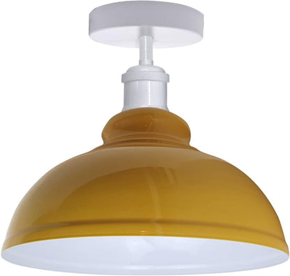 Curvy Dome Semi-Flush Ceiling Light – 15 Colours or Glass, E27 - White, Curvy 29 cm Yellow, Without Bulb