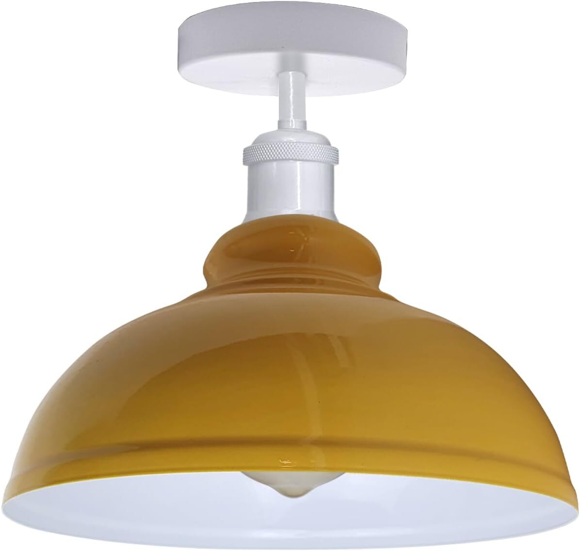 Curvy Dome Semi-Flush Ceiling Light – 15 Colours or Glass, E27 - White, Curvy 29 cm Yellow, LED Bulb 18W Warm White
