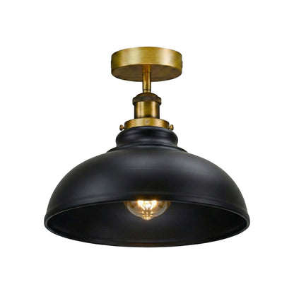 Curvy Dome Semi-Flush Ceiling Light – 15 Colours or Glass, E27 - Yellow Brass, Curvy 29 cm Black, Without Bulb