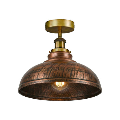 Curvy Dome Semi-Flush Ceiling Light – 15 Colours or Glass, E27 - Yellow Brass, Curvy 29 cm Brushed Copper, Brass Rose, Without Bulb