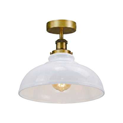 Curvy Dome Semi-Flush Ceiling Light – 15 Colours or Glass, E27 - Yellow Brass, Curvy 29 cm White, Without Bulb